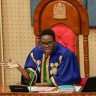 Tulia Ackson speaking at the Tanzanian Parliament